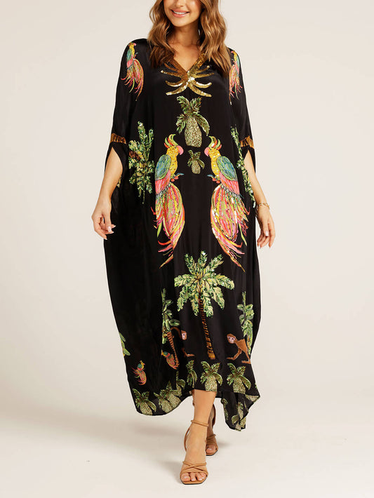 Exotic Drop Shoulder Maxi Dress